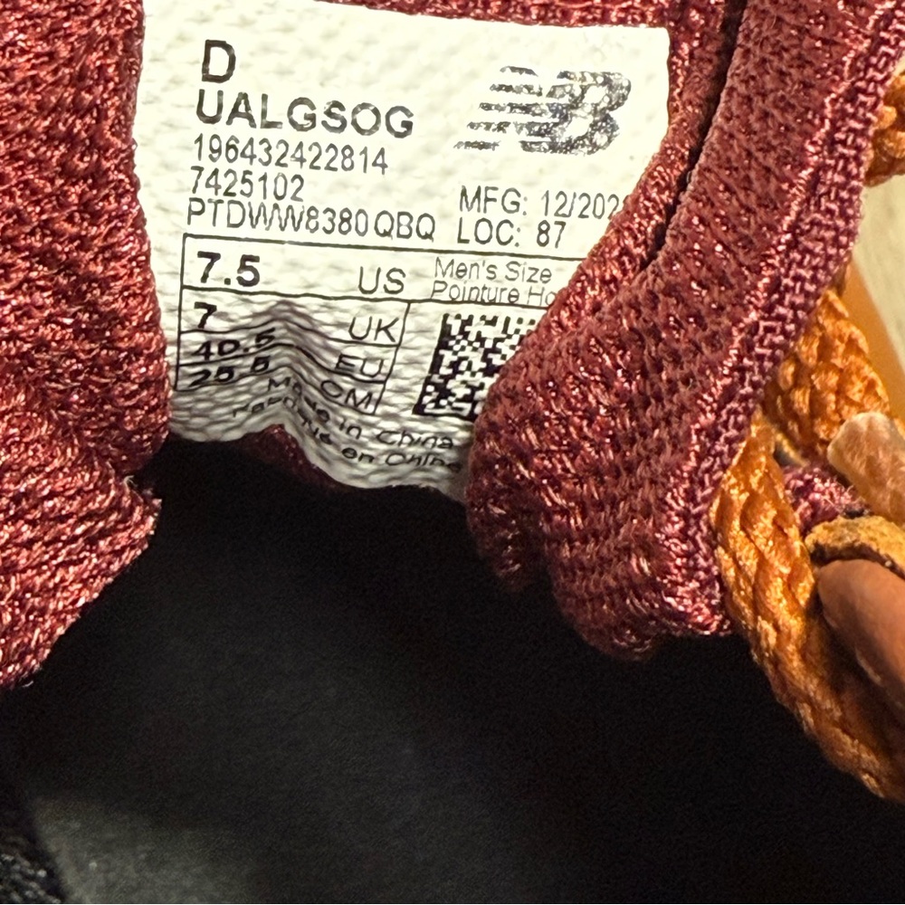 New Balance Mens 7.5 UALGSOG Rainier Low Glazed Ginger/Crimson Sneaker - Picture 10 of 10